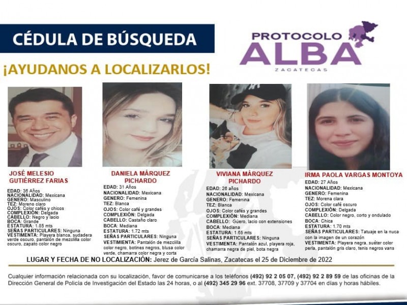 Se busca a Irma, Viviana, Daniela y José