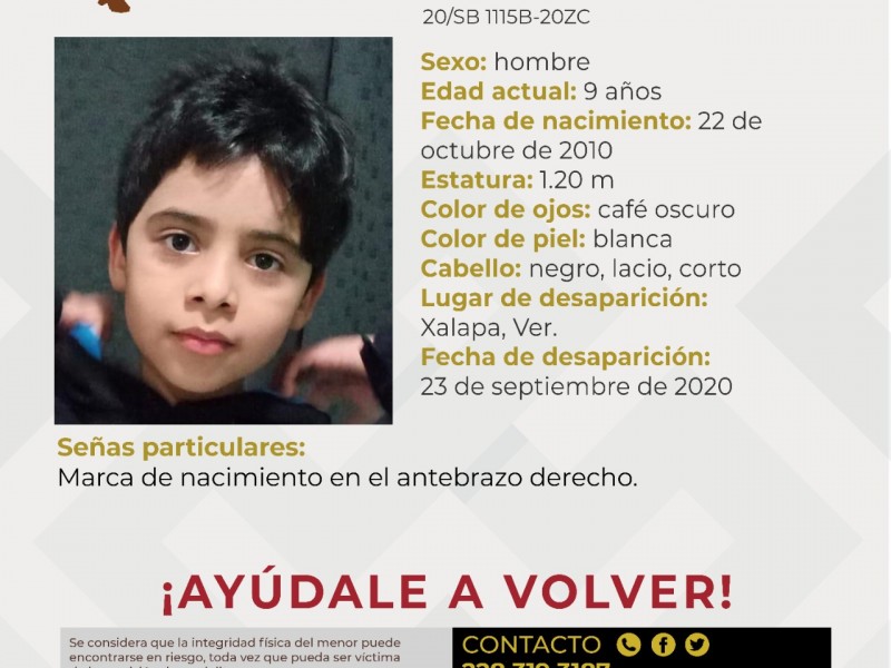 ¡Se busca! Niño de tan solo 9 años de edad.