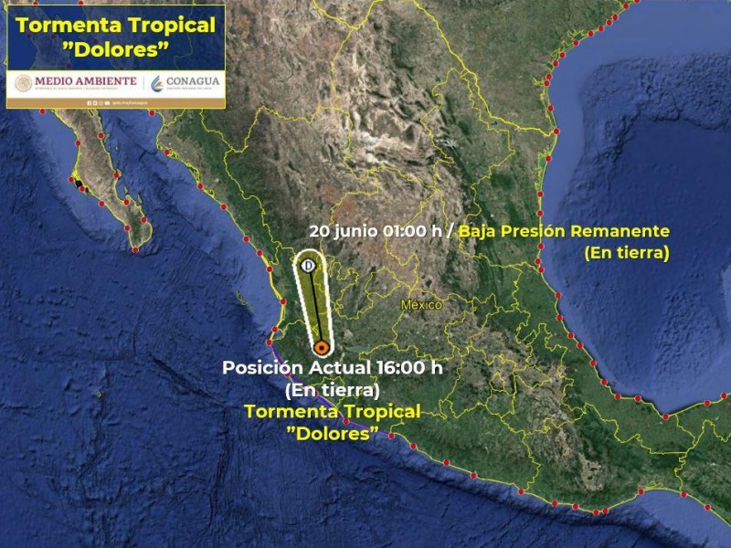 Se debilita Tormenta Tropical Dolores