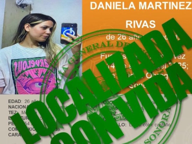 Desactivan cédula de protocolo alba; localizan sana a Daniela Martínez