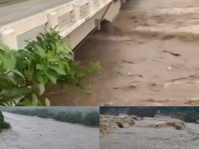 Se desborda río de Tecpan, Guerrero; advierten no cruzar puente