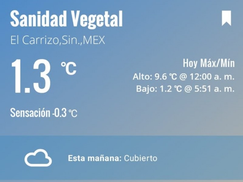 Se desploma el termómetro hasta 1.2 grados en El Carrizo