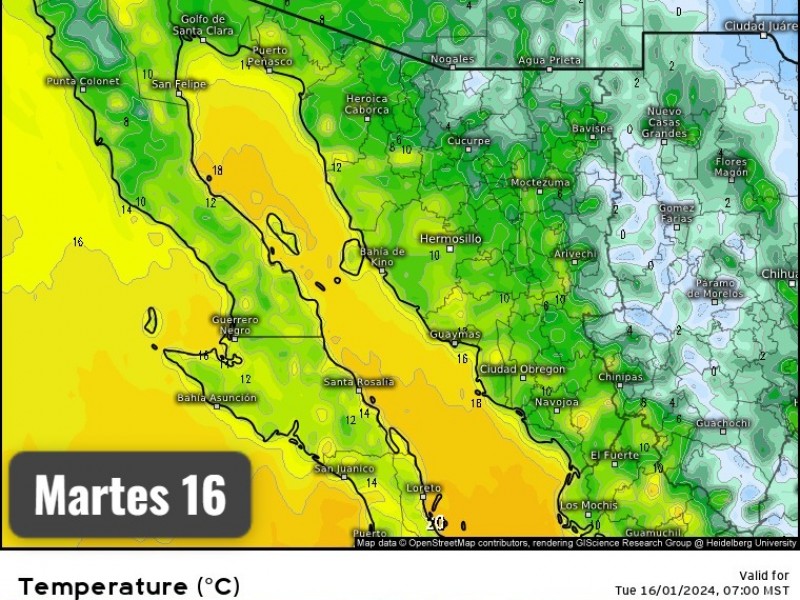 Se espera una máxima de 25°C