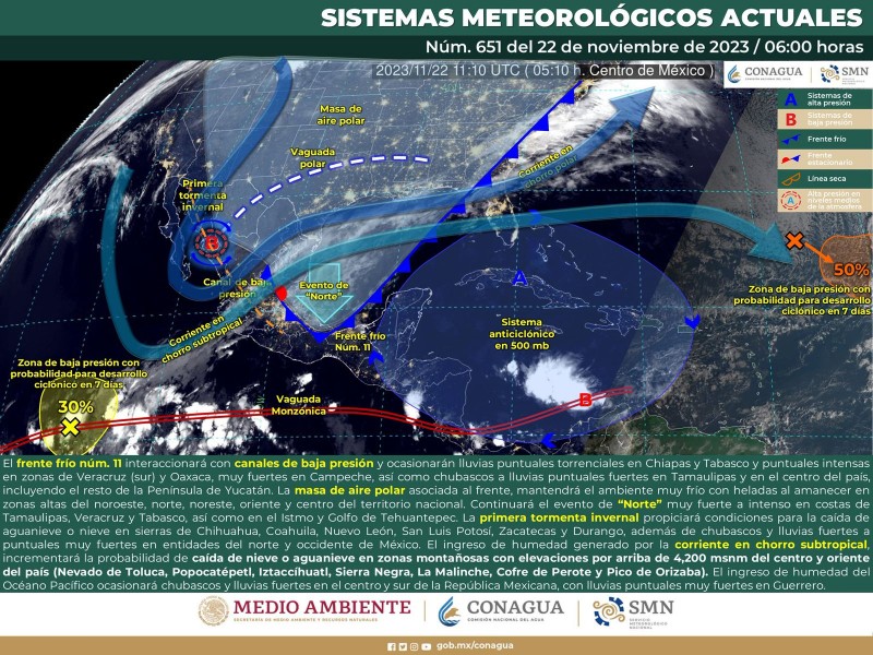 Se esperan bajas temperaturas en gran parte del estado