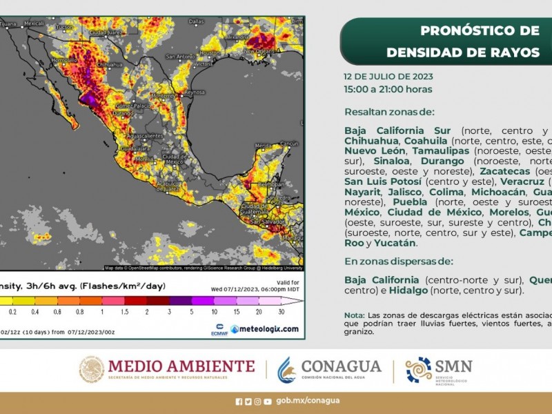 Se esperan lluvias y tormentas eléctricas