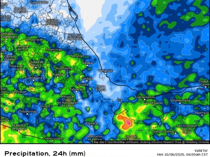 Se esperan lluvias en las próximas horas en Veracruz