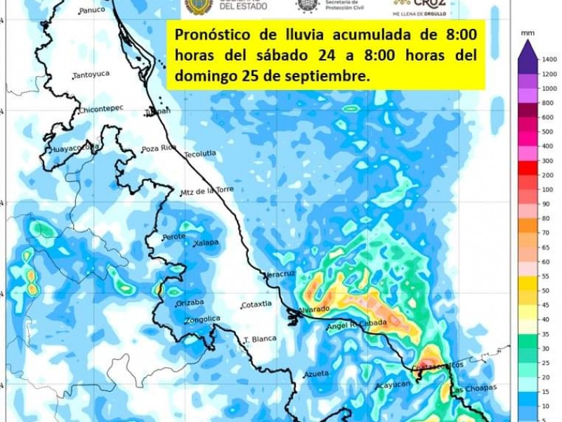 Se esperan lluvias para las próximas horas en Veracruz