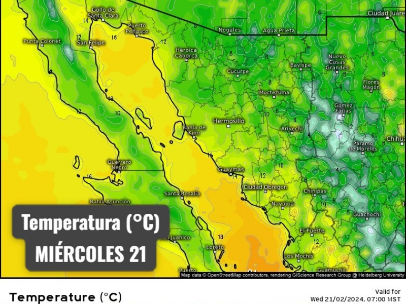 Se esperan máximas de 24°C para este miércoles