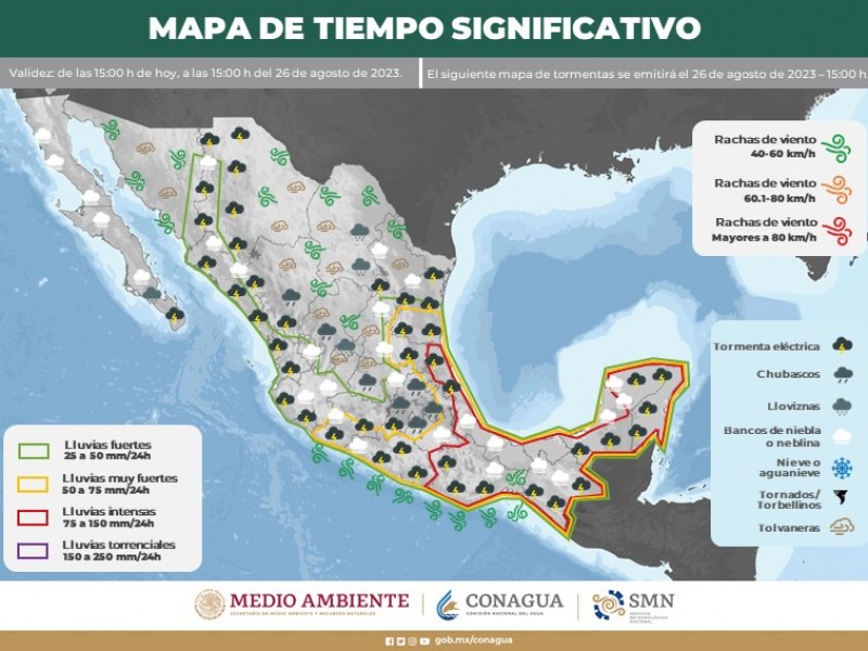 Se estiman lluvias fuertes e intensas este fin de semana