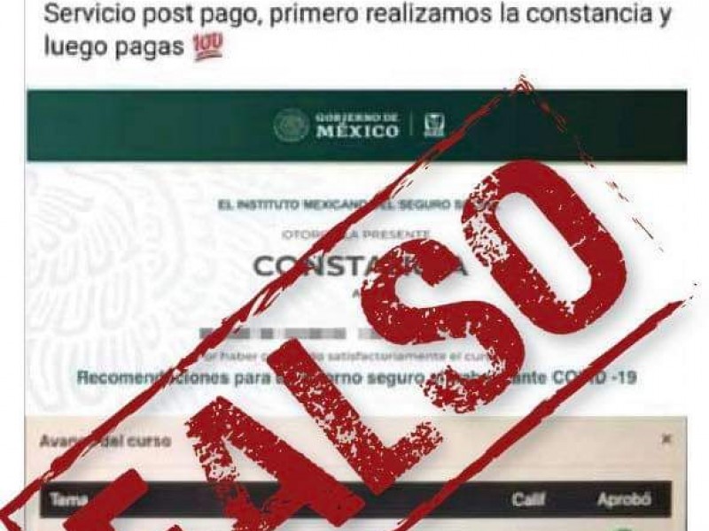 Se expiden certificados falsos de IMSS en redes sociales