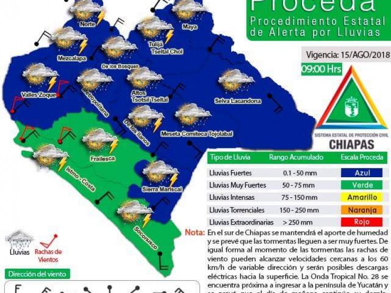 Se extiende alerta verde a tres regiones