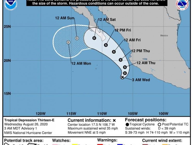 Se forma depresión tropical 13-E