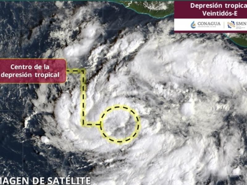 Se forma depresión tropical Veintidós-E en el Pacífico; no afecta al país