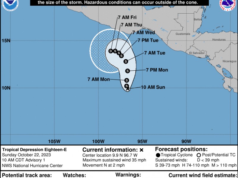 Se forma la Depresión Tropical 18-E