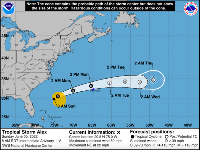 Se forma la tormenta tropical Alex en el Atlántico