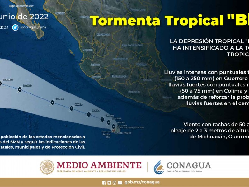 Se forma la tormenta tropical Blas en el Océano Pacífico