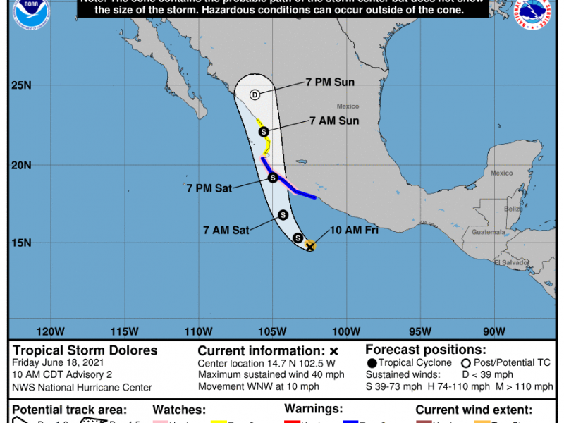 Se forma la tormenta tropical Dolores