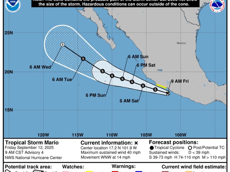 Se forma la Tormenta Tropical Mario; se aleja de Guerrero