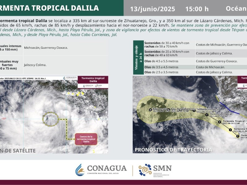 Se forma tormenta tropical Dalila al sur de Zihuatanejo