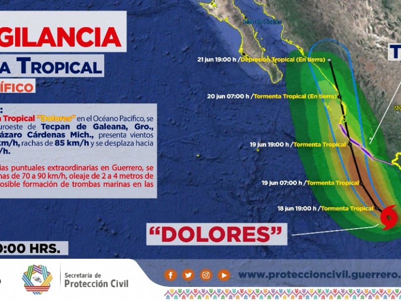 Se forma Tormenta Tropical “Dolores” frente a Guerrero