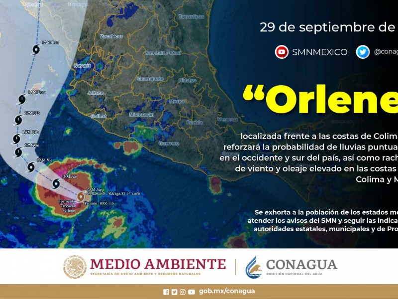 Se forma Tormenta Tropical “Orlene” en el pacífico