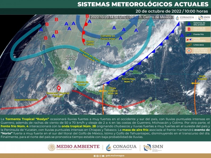 Se forma tormenta tropical Roslyn frente a Zihuatanejo, Gro