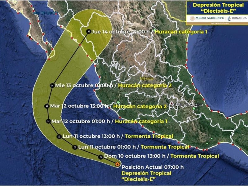 Se formó la depresión tropical 16-E