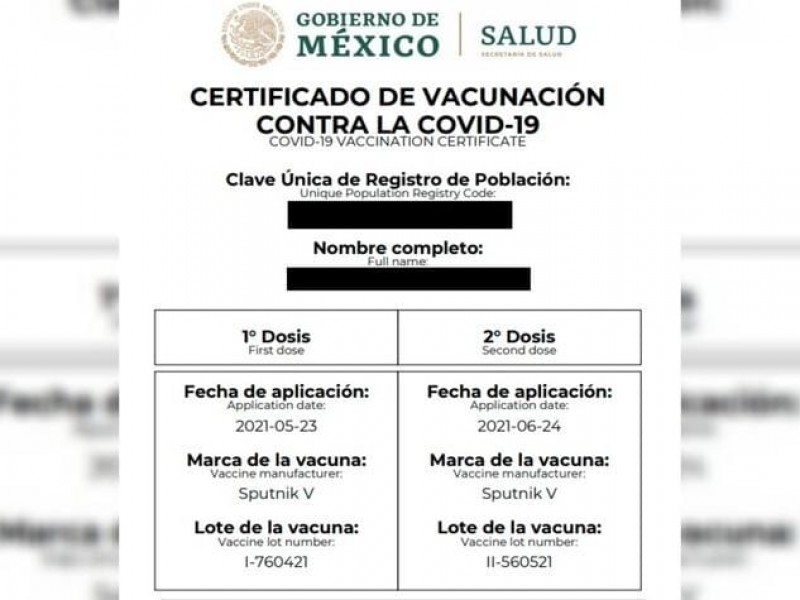 Se han presentado dudas para expedir certificado de vacunación