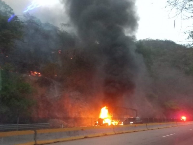 Se incendia camión de carga sobre la Autopsita del Sol