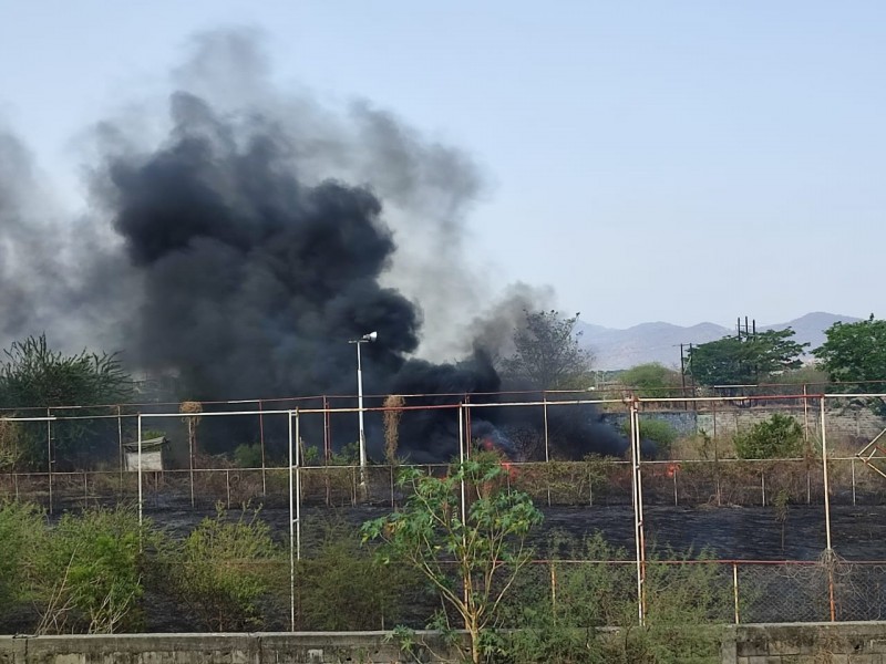 Se incendia pastizal en Salina Cruz