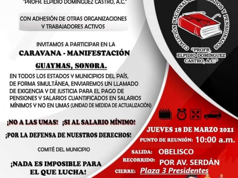 Se manifestarán en caravana exigiendo pago justo de pensiones