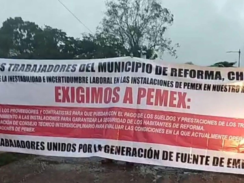 Se manifiestan trabajadores de CTM en el municipio de Reforma