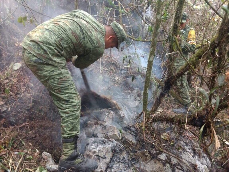 Se mantiene incendio en Zoquitlán; ya trabajan