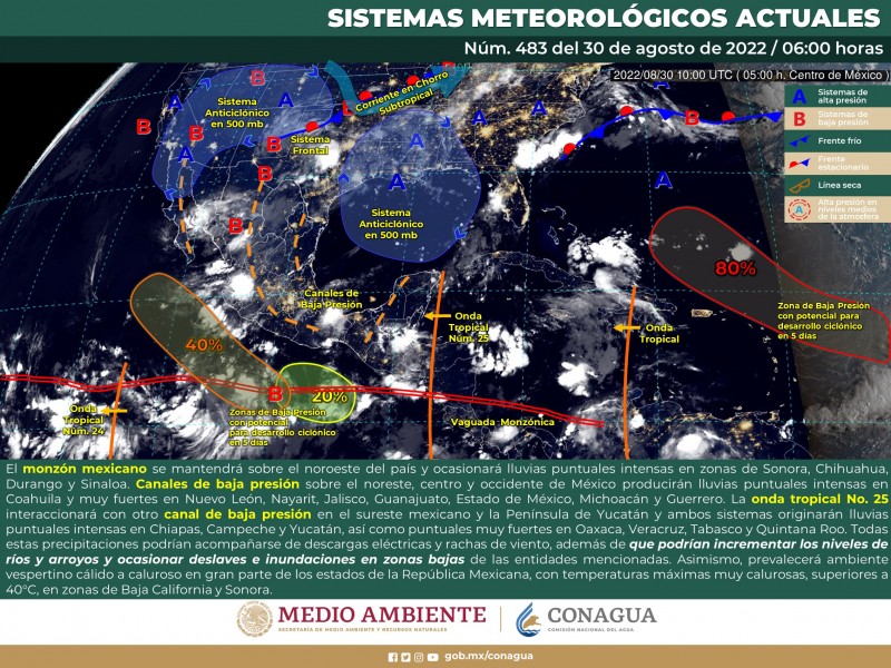 Se mantiene pronóstico de lluvias para Sinaloa