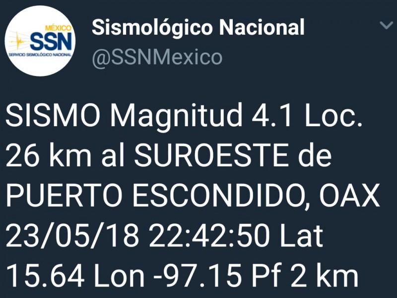 Se percibe sismo con epicentro en Puerto Escondido