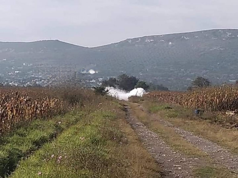 Se presenta fuga de gas en San Bartolomé Hueyapan, Tepeaca