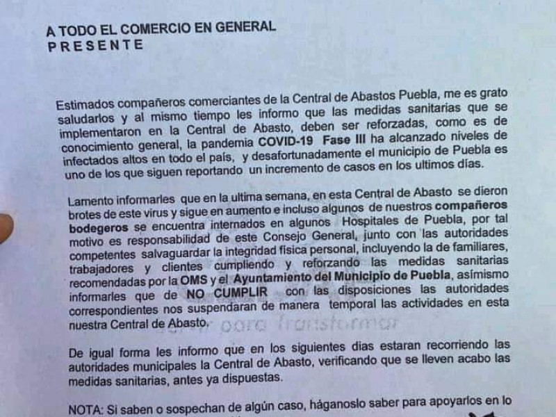 Se presentan contagios de Coronavirus en la Central de Abastos