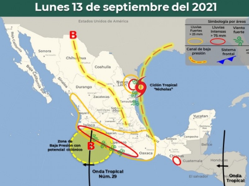 Se prevén lluvias intensas en Colima con descargas eléctricas