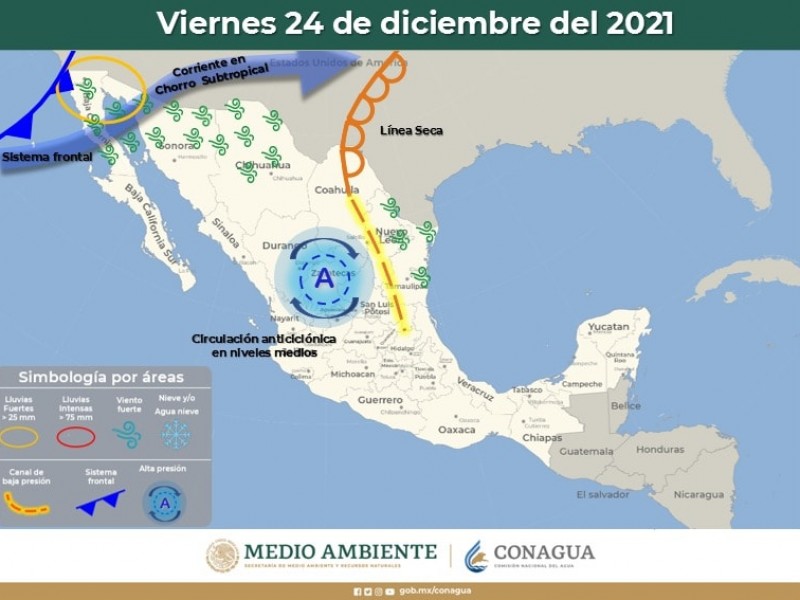 Se pronostica este viernes llegada de un nuevo frente frio