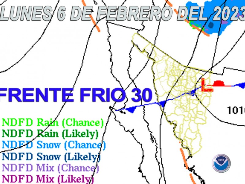 Se pronostica ingreso de 2 frentes fríos, jueves y domingo