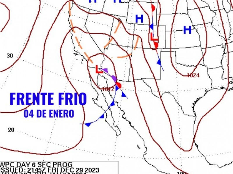 Se pronostica nuevo frente frío a partir del día 31
