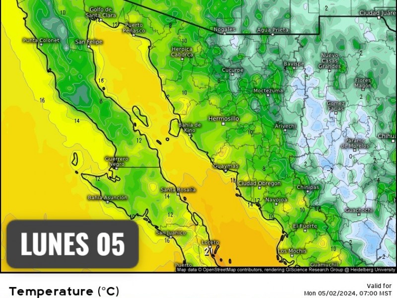 se pronostica una máxima de 26°C