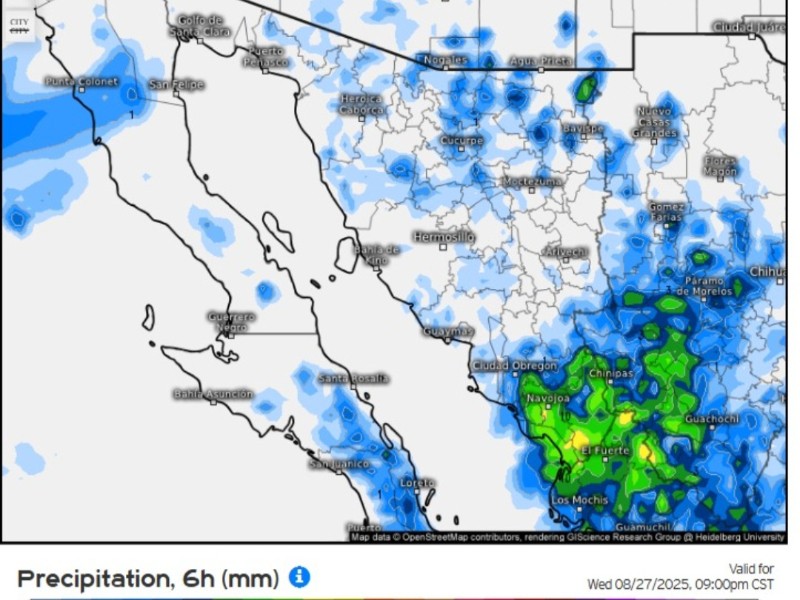 Se pronostican lluvias fuerte para el sur de Sonora