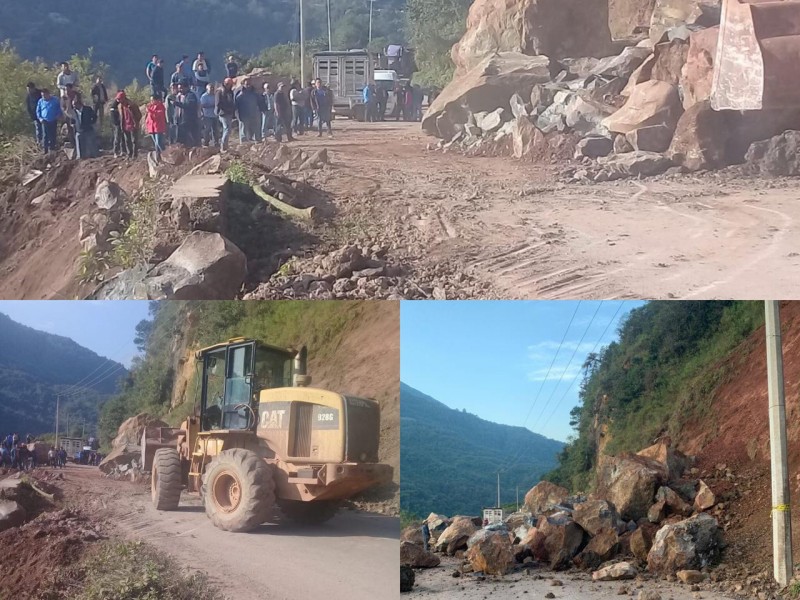 Se registra derrumbe en carretera Interserrana Zacatlán-Ahuacatlán