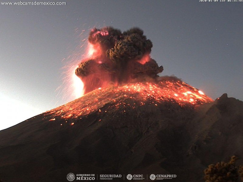 Se registra explosión del volcán Popocatépetl