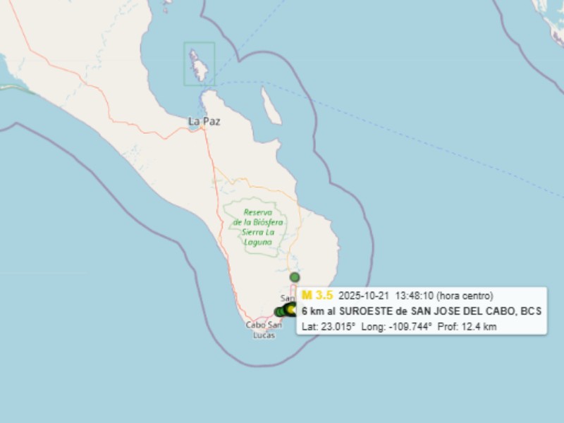 Se registra sismo al suroeste de SJC