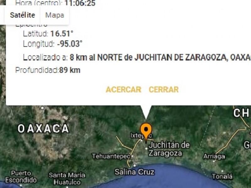 Se registra sismo con epicentro en Juchitán