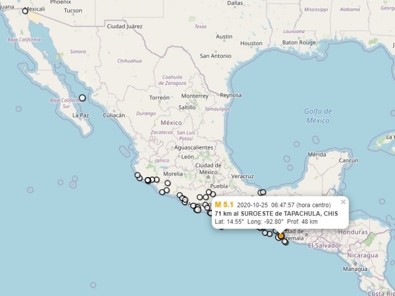 Se registra sismo de 5.1 en Chiapas