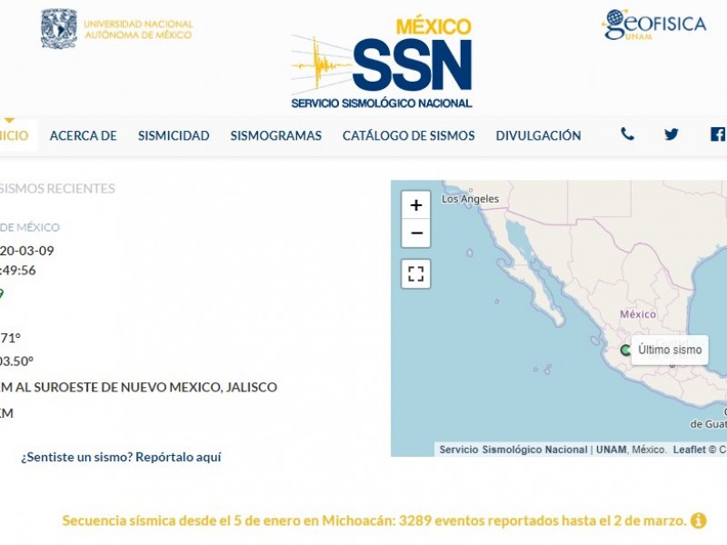 Se registra sismo en Guadalajara