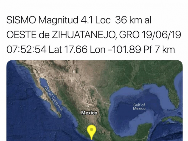 Se registran sismos en Zihuatanejo y Petatlán